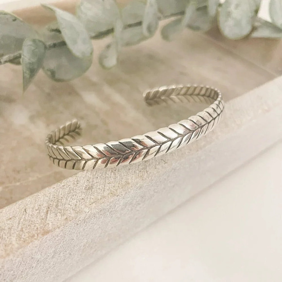 925 Sterling Silver Cuff Bracelet Silver Bangle Open Cuff Bracelet - Picture 3 of 6